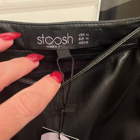 STOOSH PLEATHER BLACK SKIrt BNWT medium side silver zipper w buttons - Picture 2 of 5